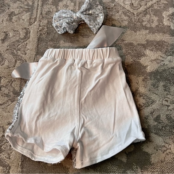 Girls boutique sparkle silver and white shorts with bow nwt size 2T - Picture 4 of 6